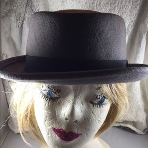 Gray felt pork pie hat